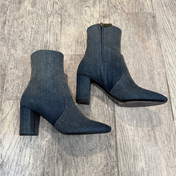 Saint Laurent denim Lou block heel booties - Picture 3 of 11
